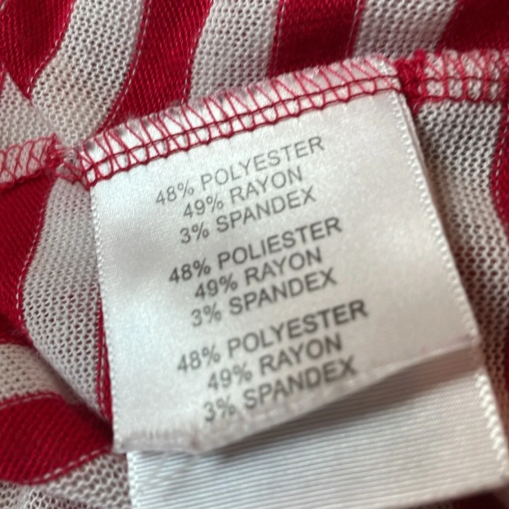 Kate Madisen Shrug Top Size L Red White Stripes - Picture 7 of 8